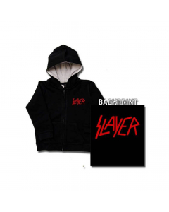 Slayer Red Logo Kids Hoodie front and back