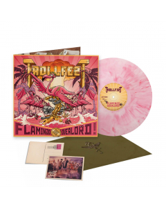 Flamingo Overlord - PINK WHITE Marbled Vinyl + signed Postcard
