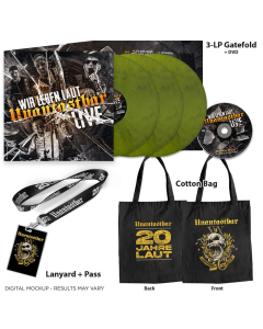 Wir Leben Laut - Live YELLOW BLACK Marbled 3- Vinyl + DVD + Special Deluxe Bundle in Cotton Bag