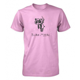 Black Metal Panda / PINK T-Shirt HEAVY METAL HAPPINESS