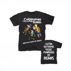 Christopher Bowes and his Plate of Beans t-shirt