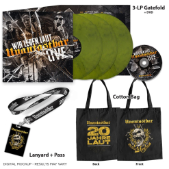 Wir Leben Laut - Live YELLOW BLACK Marbled 3- Vinyl + DVD + Special Deluxe Bundle in Cotton Bag