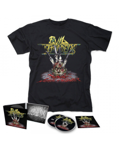 57429 evil invaders surge of insanity - live in antwerp 2018 digipak cd + dvd + t-shirt bundle speed metal, thrash metal
