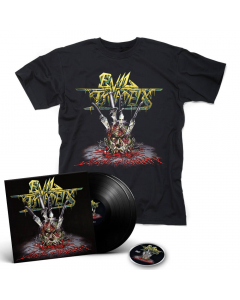 57483 evil invaders surge of insanity - live in antwerp 2018 black 2-lp + dvd + t-shirt bundle speed metal, thrash metal